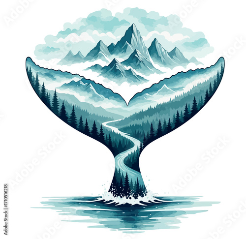 vector illustration of a whale