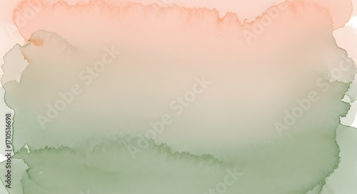 Abstract watercolor wash with soft peach and green tones blending across the frame