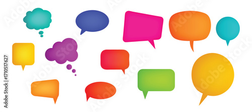 Colorful speech chat bubble communication vector design. Pack of colorful chat bubbles. Online text message and social media concept. Modern speech bubble icon set.