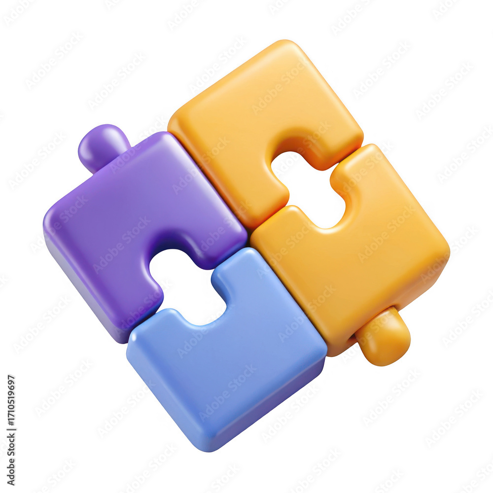 Obraz premium 3d interlocking puzzle pieces concept isolated on transparent background