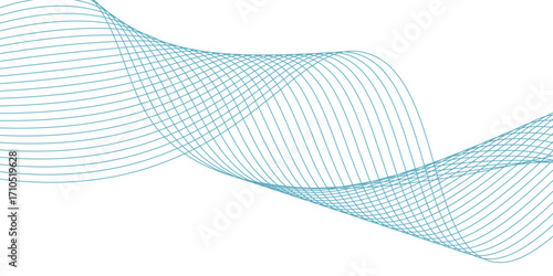 Abstract blue smooth wave on a white background. Dynamic sound wave