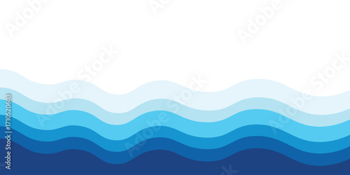 Sea waves layered vector background illustration and sea beach vector illustration.