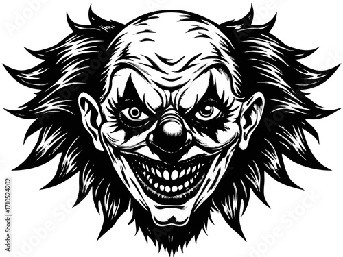 Evil Clown Face Illustration