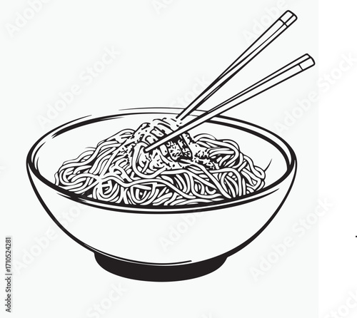 illustration of a bowl with chopsticks