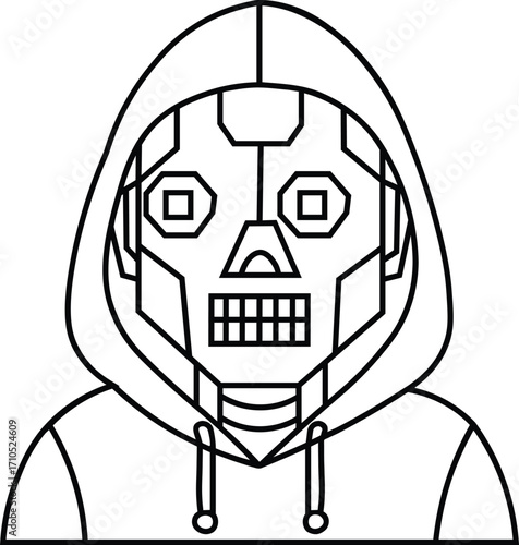 Robotic Skull in Hoodie AI, Technology, and Cyberpunk Art