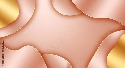 Abstract flowing waves of rose gold and gold with subtle lighting and shadow effects