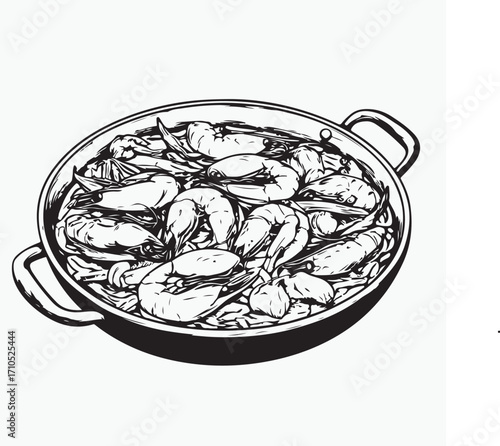 vector illustration of a paella food