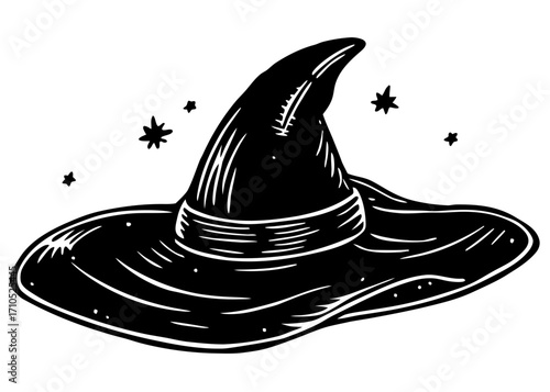 Witch Hat with Magical Stars Illustration