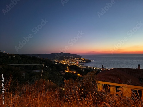 Agropoli town by night in Italy