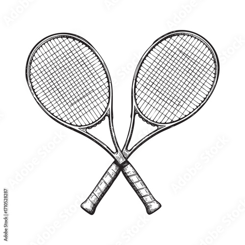 Crossed Tennis Rackets Hand-Drawn Sketch