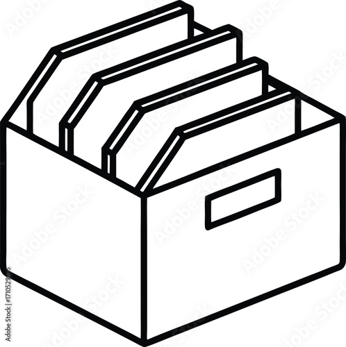 minimal outline archive box with files organized.