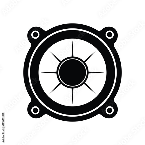 Black and white icon of a computer fan