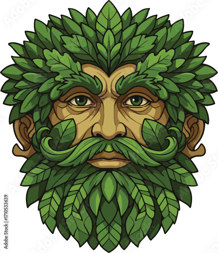 Mystical green man deity embodiment of nature and springtime fertility and growth symbolizing earths vitality and renewal vector