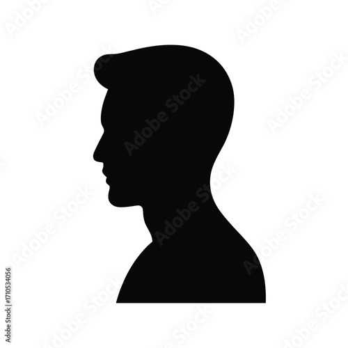 Silhouette profile of a young man s head and shoulders
