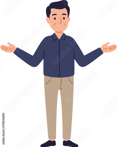 Illustration of a man shrugging, showing uncertainty or lack of knowledge.
