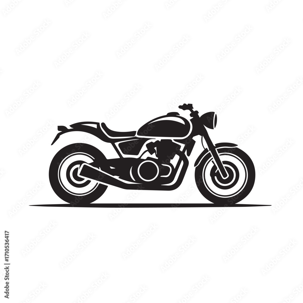 Fototapeta premium Black silhouette of a classic motorcycle, isolated on white background technology background