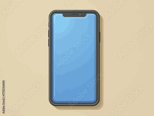 シンプルなベクタースタイルのスマートフォン、空の青い画面