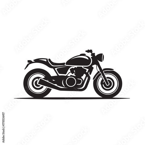 Black silhouette of a classic motorcycle, isolated on white background technology background