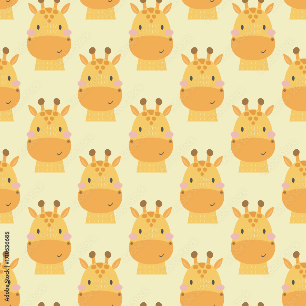 Obraz premium Seamless childish pattern with funny animals faces . Creative kids texture for fabric, wrapping, textile, wallpaper, apparel.