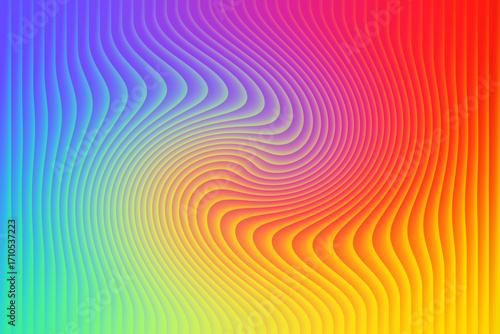 Abstract colorful wavy lines forming a vortex pattern with a rainbow gradient background