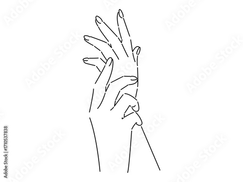 女性のきれいな手の線画イラスト