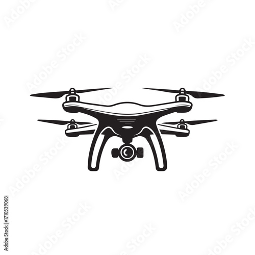 Modern drone with camera, aerial photography and videography device, isolated on white background technology background
