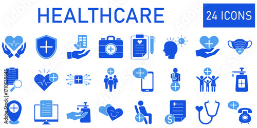 Healthcare Line Editable Icons set. Vector illustration in modern thin line style icons Isolated on transparent background.
