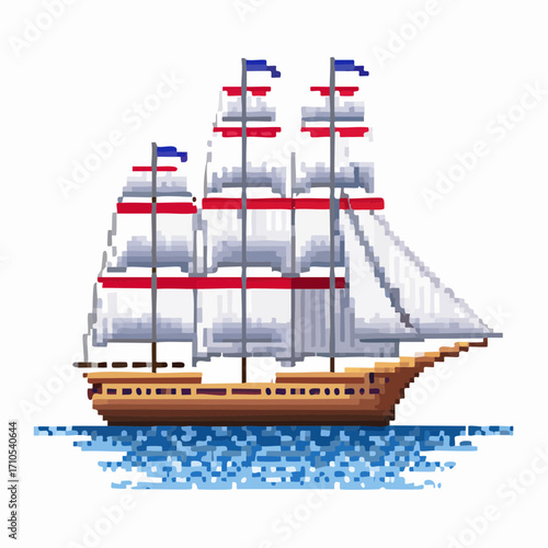 sailing ship isolated on white