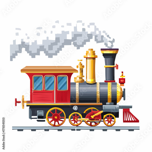 vector illustration of steam locomotive