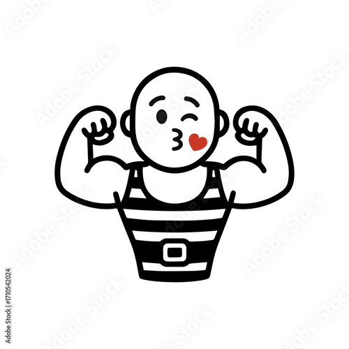 character emotion strongman kiss vector on white background Vector icon character with emotion