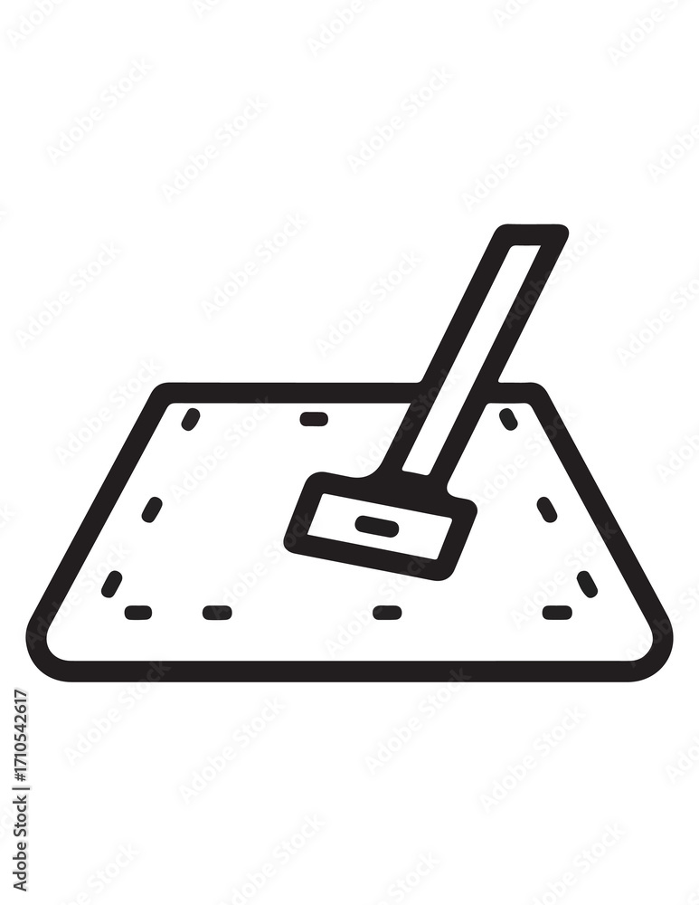 A line art icon of a cleaning tool on a dirty carpet, representing floor care and professional cleaning services. A line art icon of a cleaning tool on a dirty carpet, representing floor care and professional cleaning services.