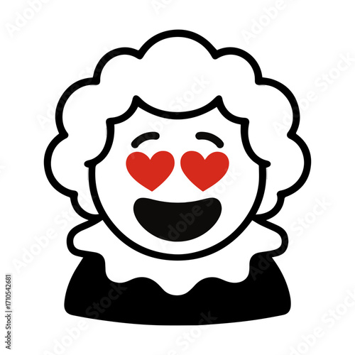 character emotion clown love vector on white background Vector icon character with emotion