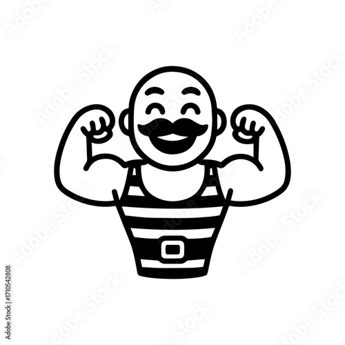 character emotion strongman joy vector on white background Vector icon character with emotion