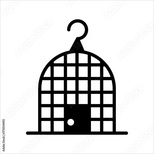 Silhouette of an open birdcage depicting freedom and departure offering space for various metaphorical interpretations of liberty