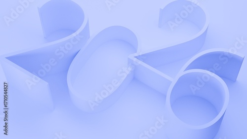 Minimalist Happy New Year 2026 Number logo. 2026 logo. 3d banner