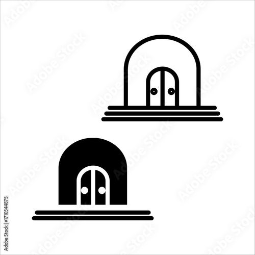 Traditional Moroccan Door with Ornate Floral and Geometric Designs icon set