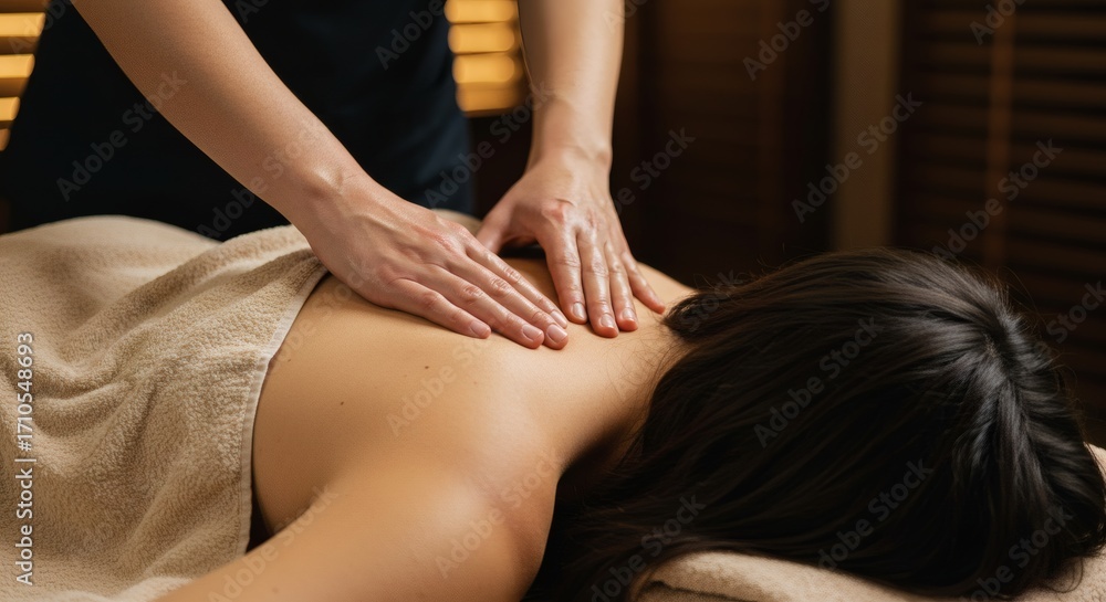 Fototapeta premium Relaxing Back Massage Serenity and Wellness.