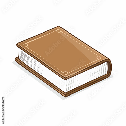 Brown Hardcover Book with White Pages Illustration