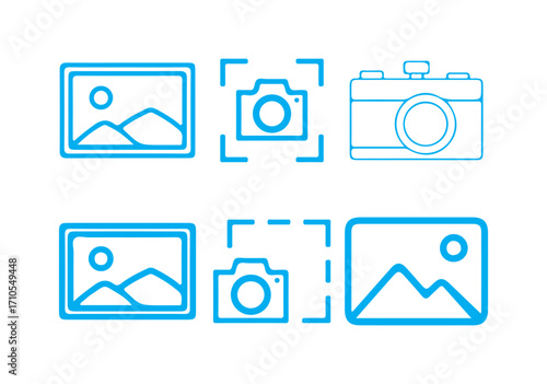 Gallery icon vector set. photo album icon. gallery photos icons for web and mobile apps. camera  icon outline. vector illustration eps 10