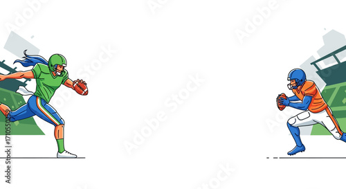 Vector illustration of American football players in action during a game