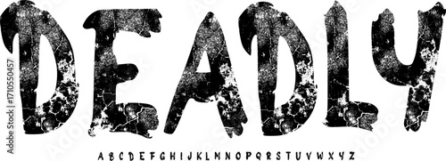 Deadly Font – Distressed Grunge Horror Alphabet with Cracked Texture