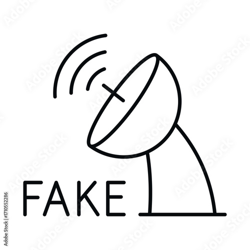 A vector icon of fake news illustrating disinformation using modern technologies in mass media.