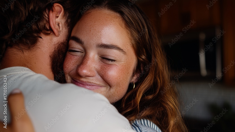 Fototapeta premium A couple embracing in a warm hug.