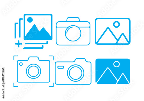 Gallery icon vector set. photo album icon. gallery photos icons for web and mobile apps. camera  icon outline. vector illustration eps 10
