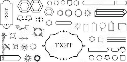 Vintage elements, logo retro isolated frames and decorative objects. Flourish ribbons, ornament, ornate decoration, fancy label, sign text typographic, antique badge. Vector classic luxury frame