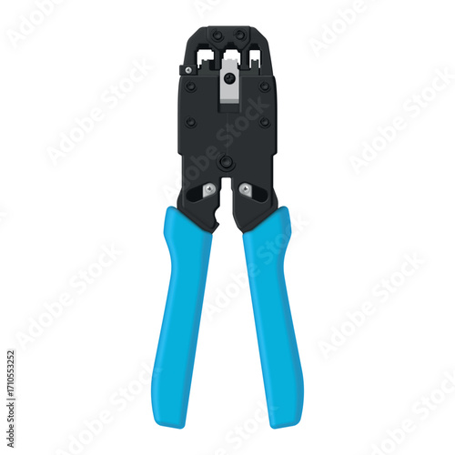 Illustration of a tool for crimping twisted pair cables and connecting network cables at home