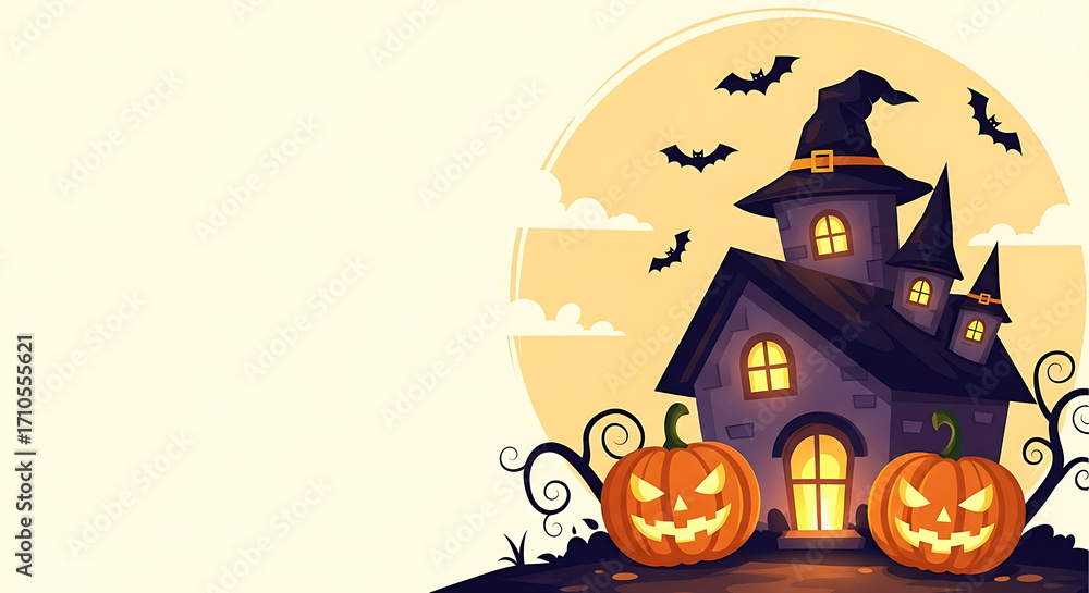 Fototapeta premium halloween illustration with empty space 