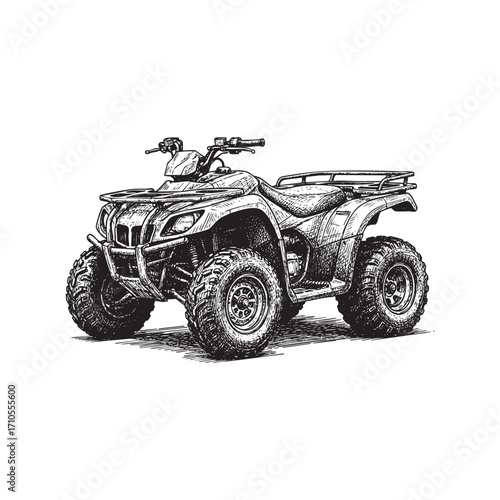 All-Terrain Vehicle (ATV) Hand-Drawn Illustration