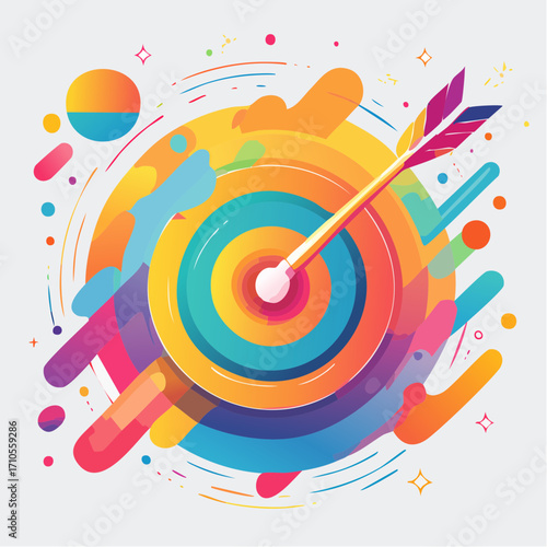 Abstract Colorful Target with Arrow Graphic Design