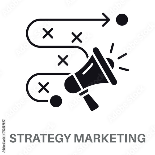 Strategy Marketing Silhouette Glyphs Concept Simple Style Design Vector